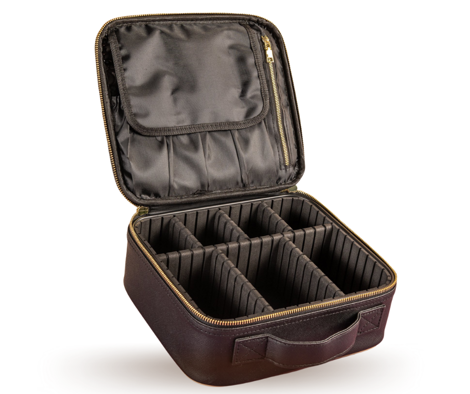 black cosmetic case on a white background