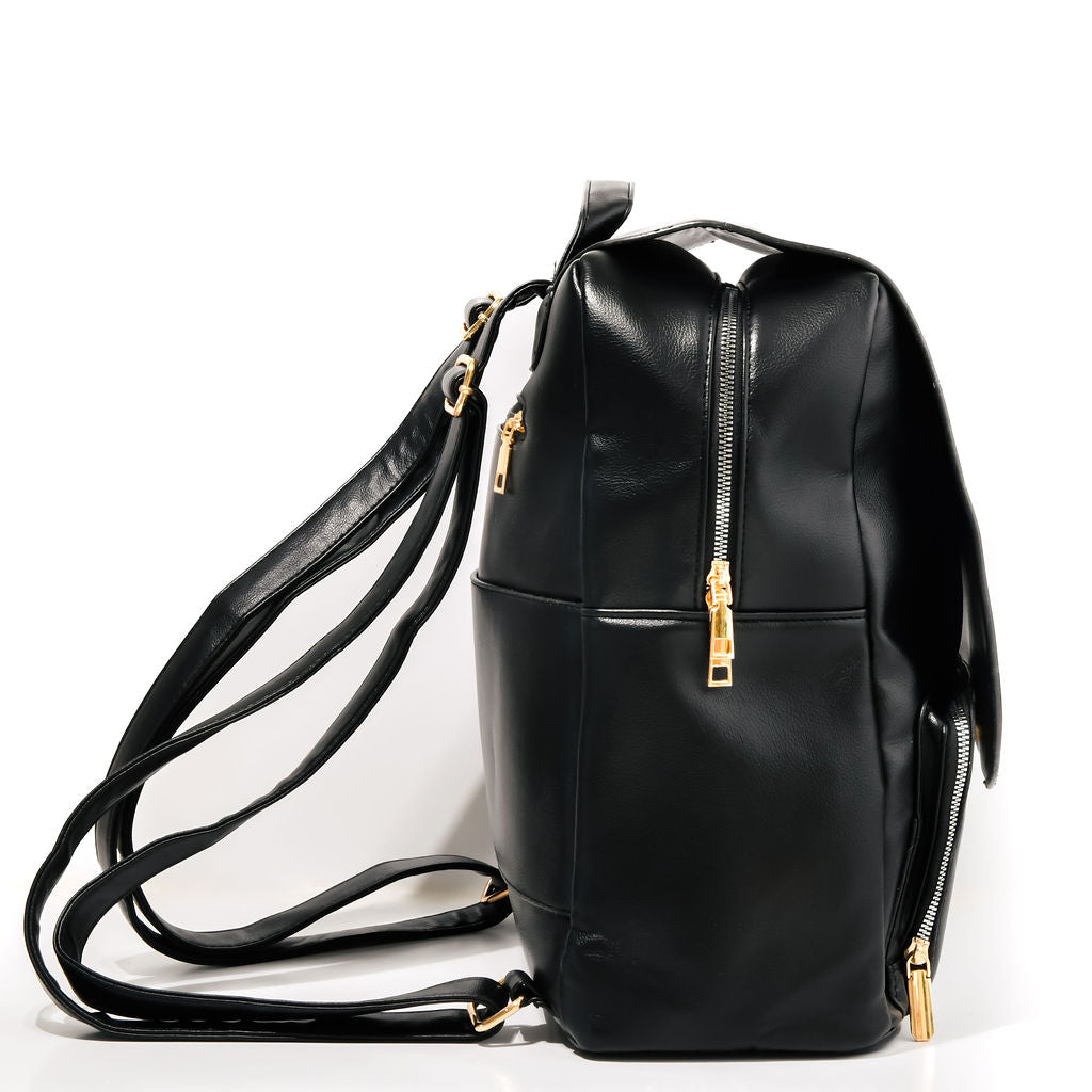 black backpack on a white background
