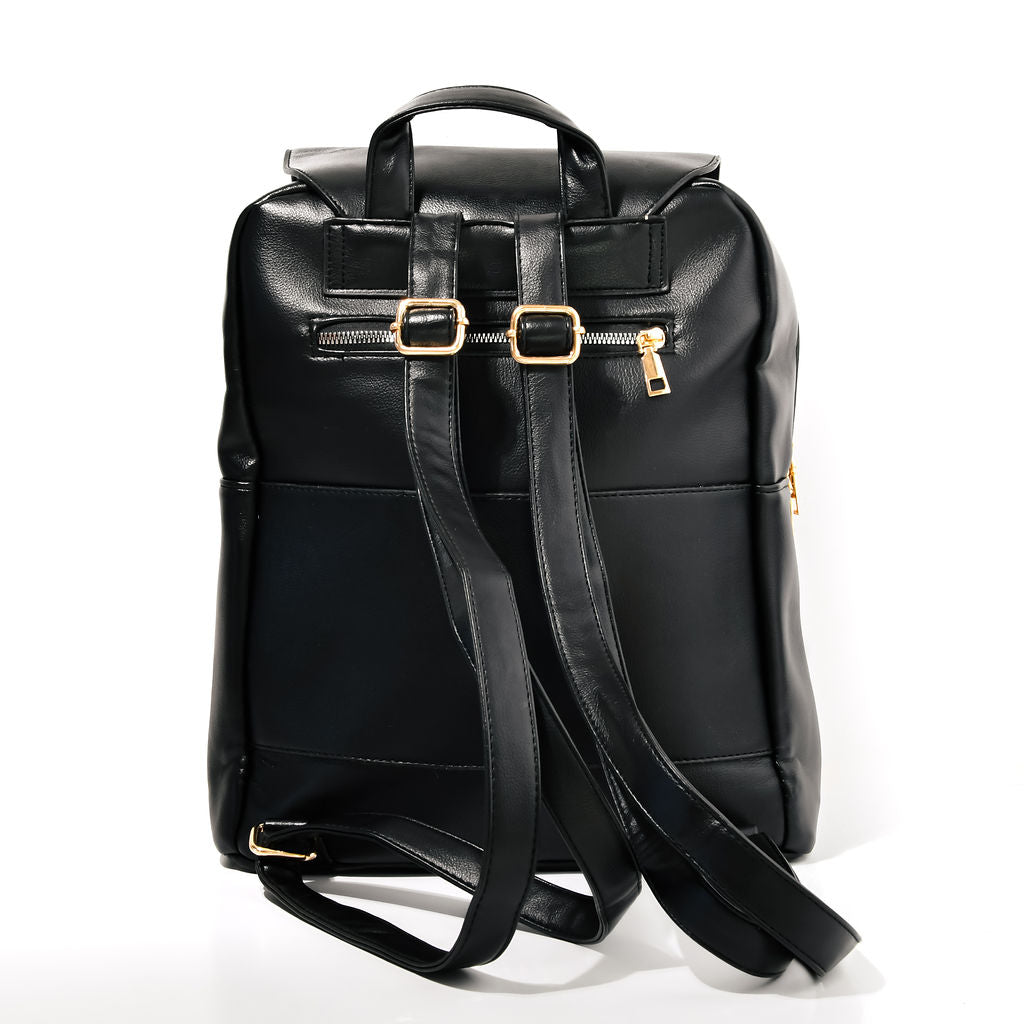 black backpack on a white background