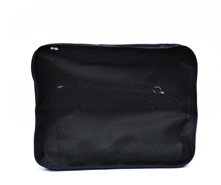 black packing cubes on a white background