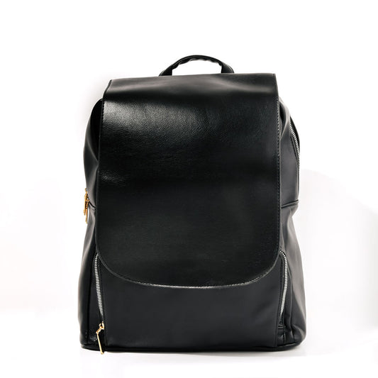 black backpack on a white background